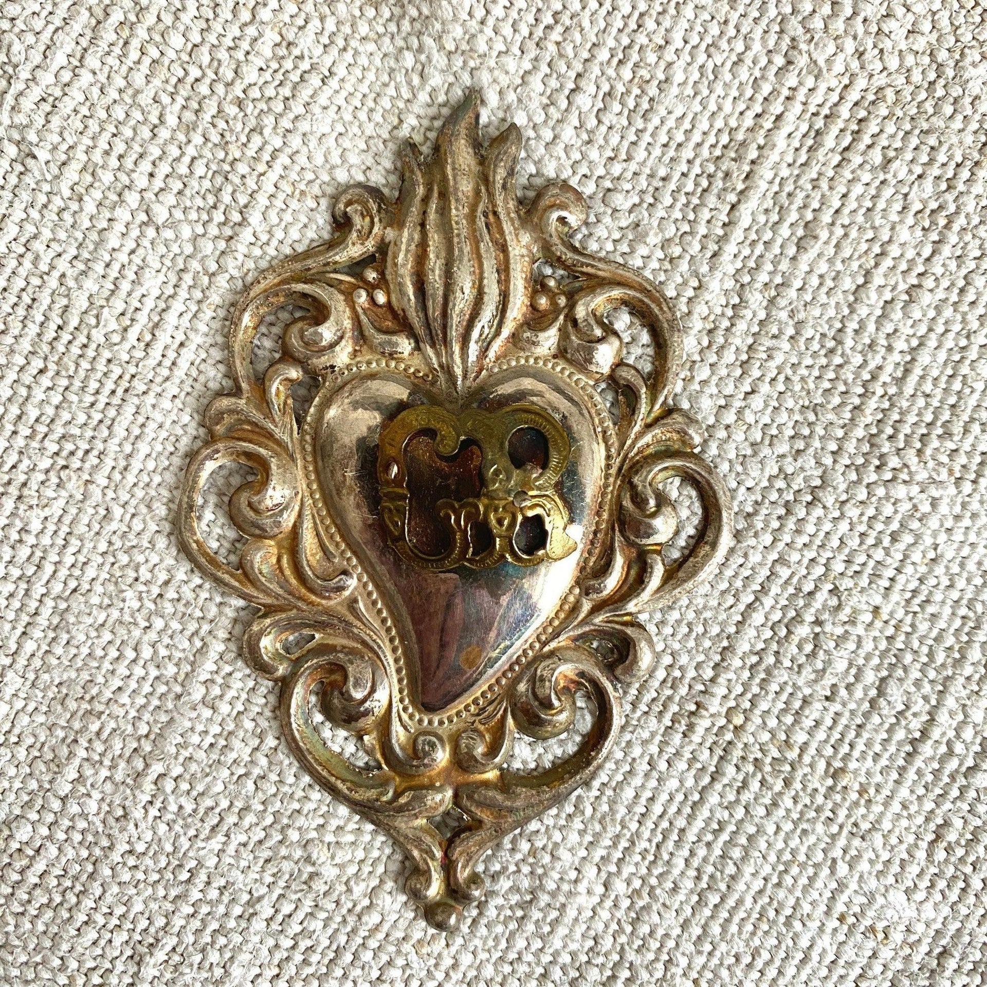 Ex-Voto Antik Versilbert Votivgabe Herz| Inv. 0889