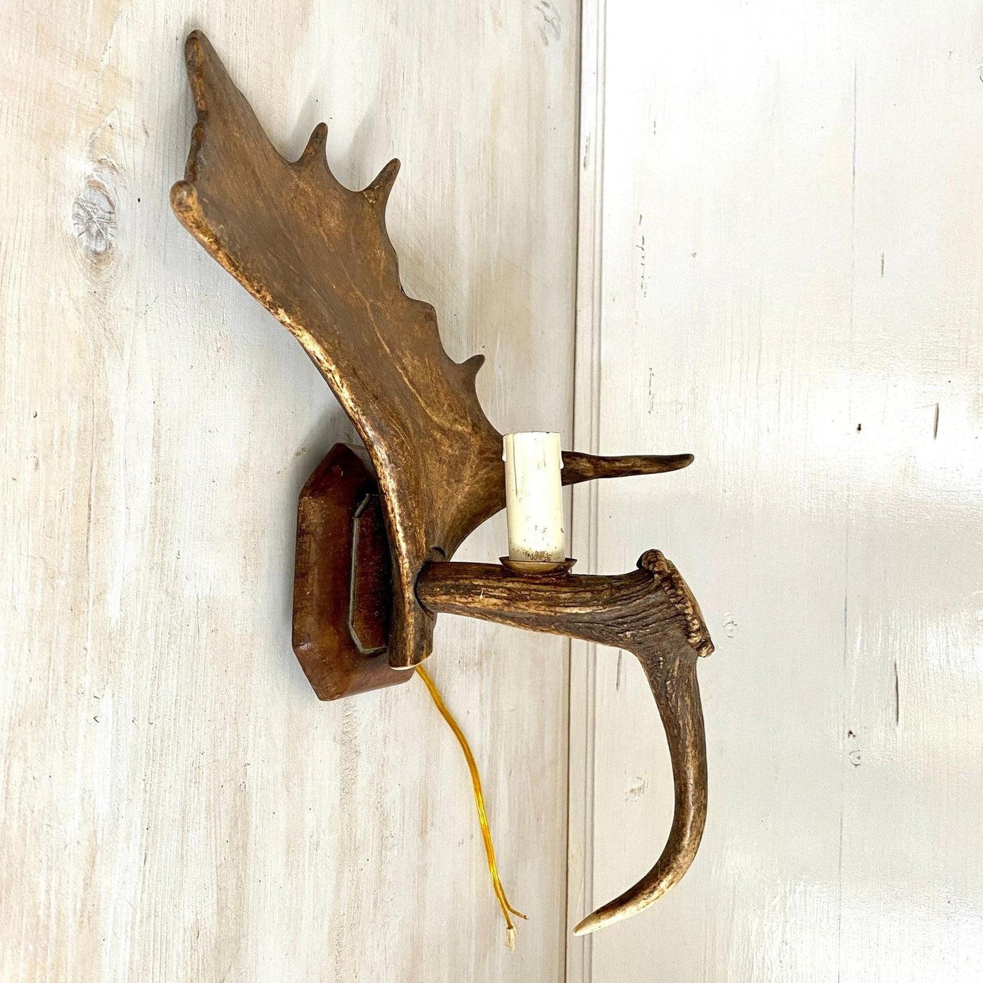 Geweih Wandlampe Vintage Landhaus Wand Beleuchtung, 50er