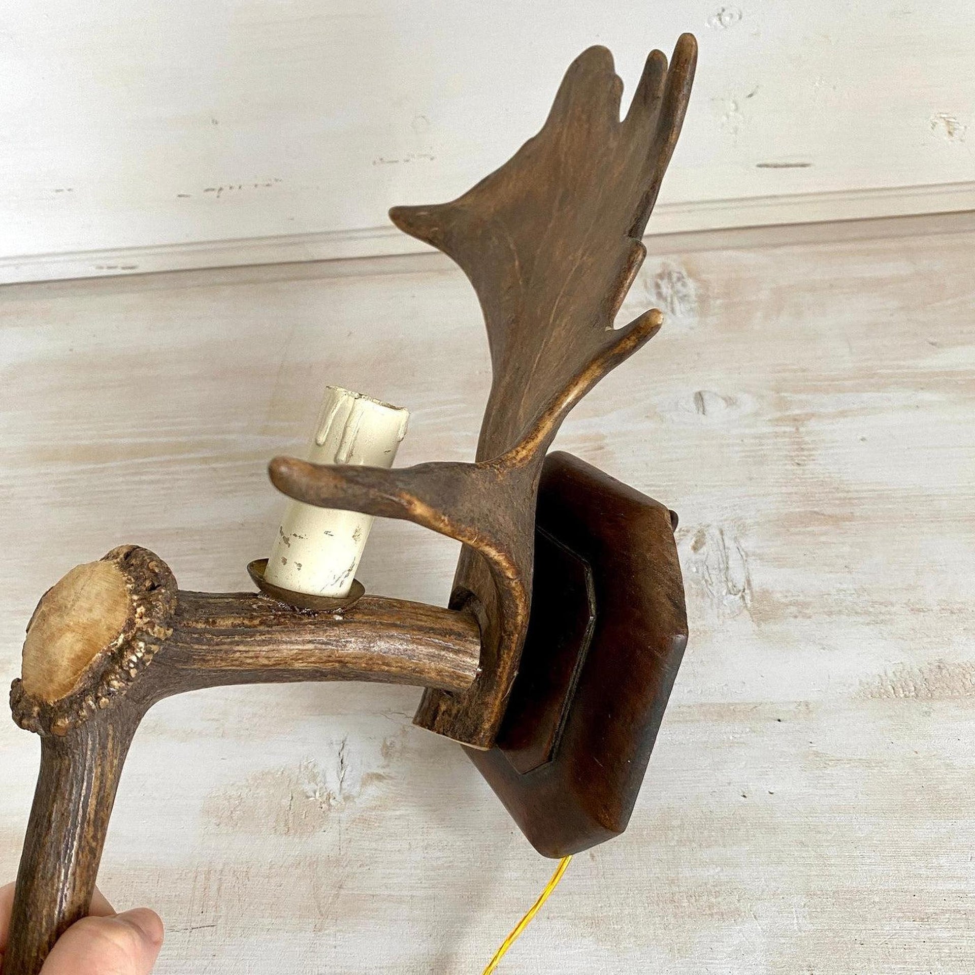 Geweih Wandlampe Vintage Landhaus Wand Beleuchtung, 50er