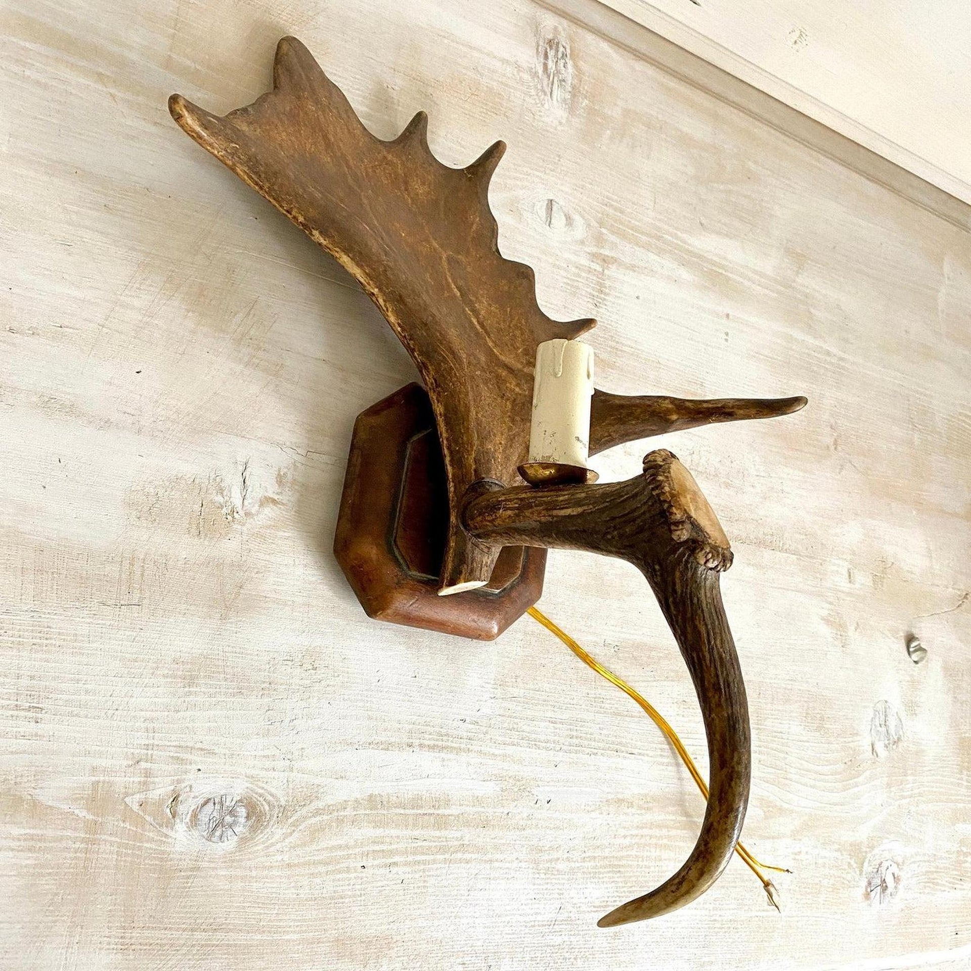 Geweih Wandlampe Vintage Landhaus Wand Beleuchtung, 50er