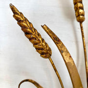 HANS KÖGL gilt tole wall lamps wheat sheaf pair bedside lights sconces with pull cord switch 1970s