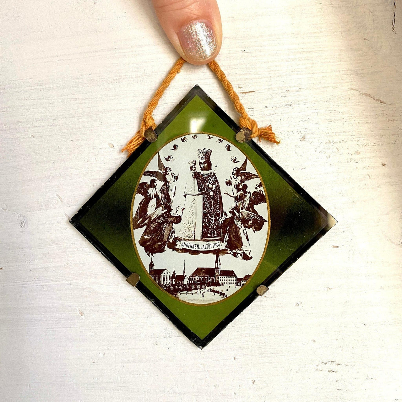 Hinterglasbild Andenken Altötting Antik Glas, um 1930