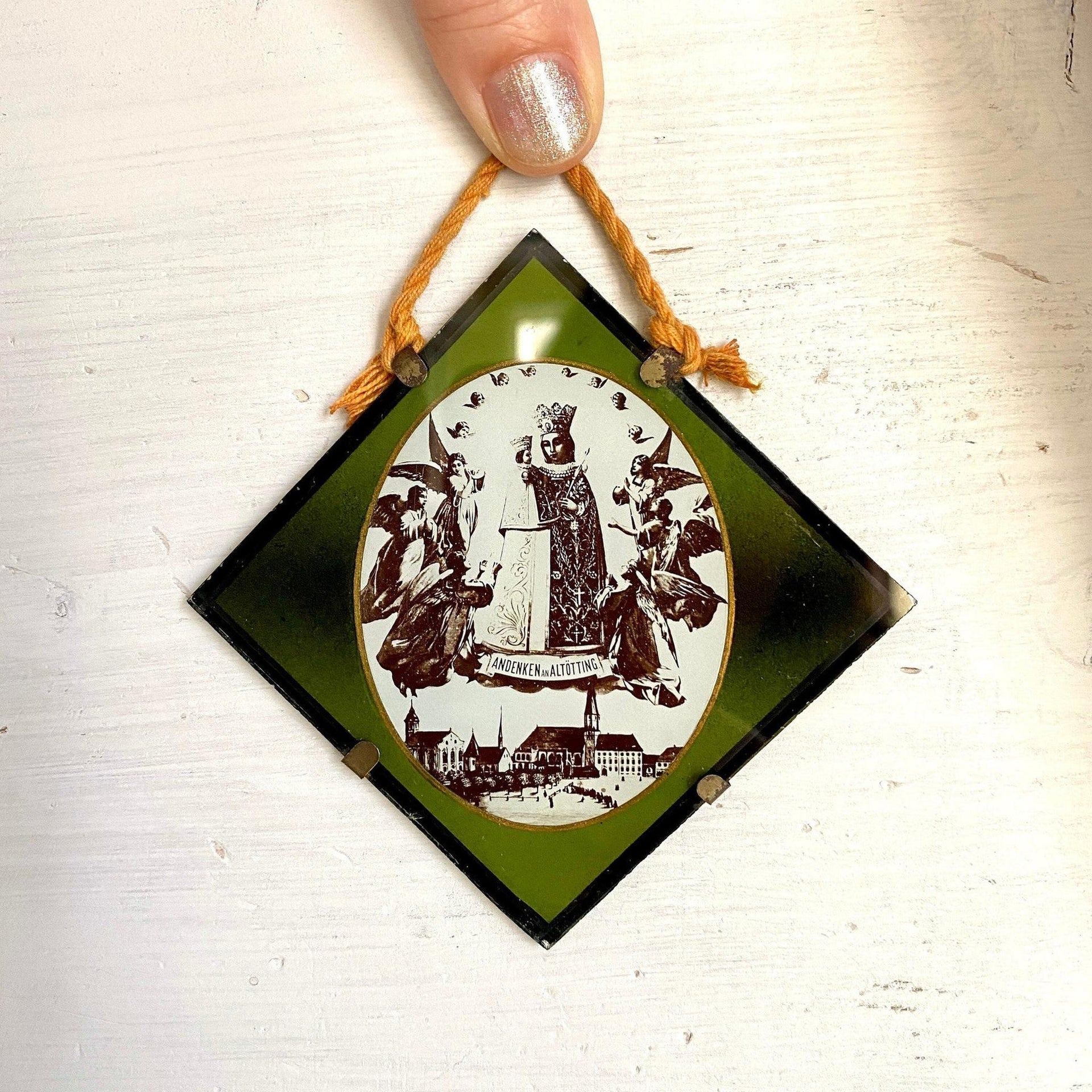 Hinterglasbild Andenken Altötting Antik Glas, um 1930
