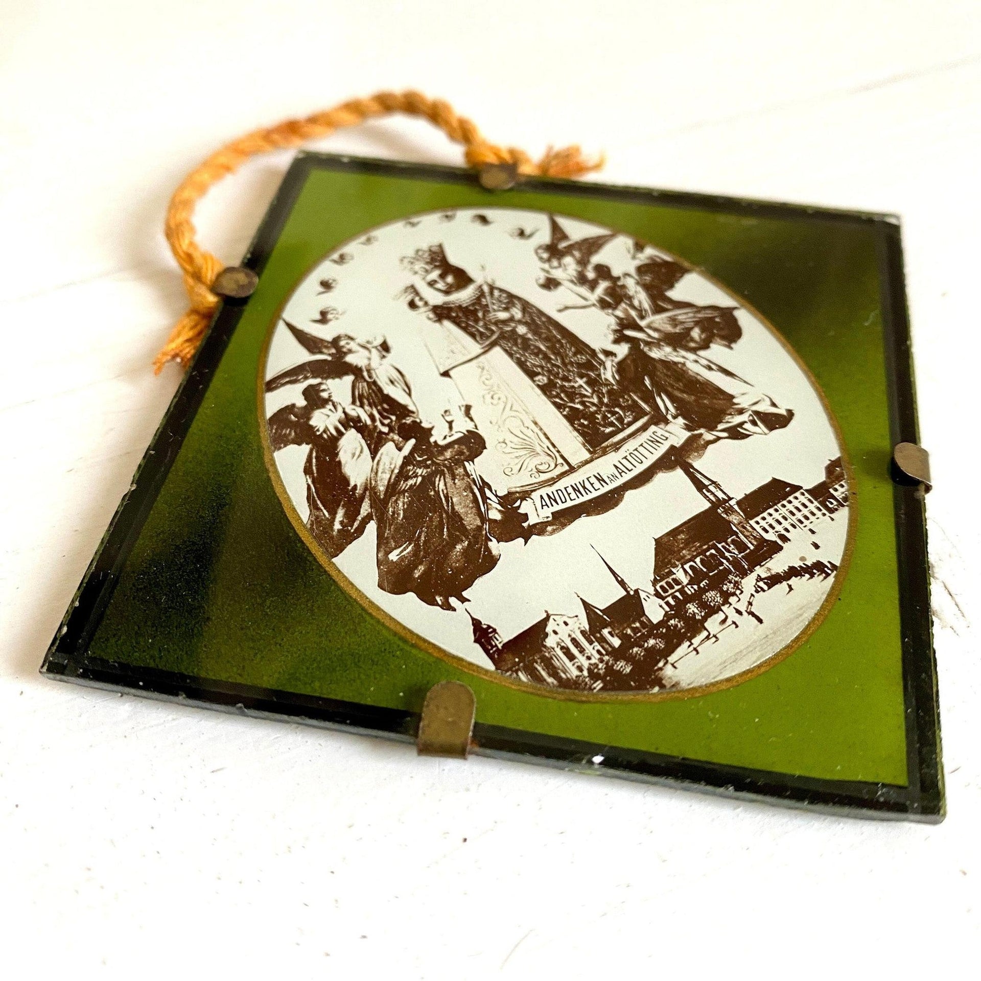 Hinterglasbild Andenken Altötting Antik Glas, um 1930