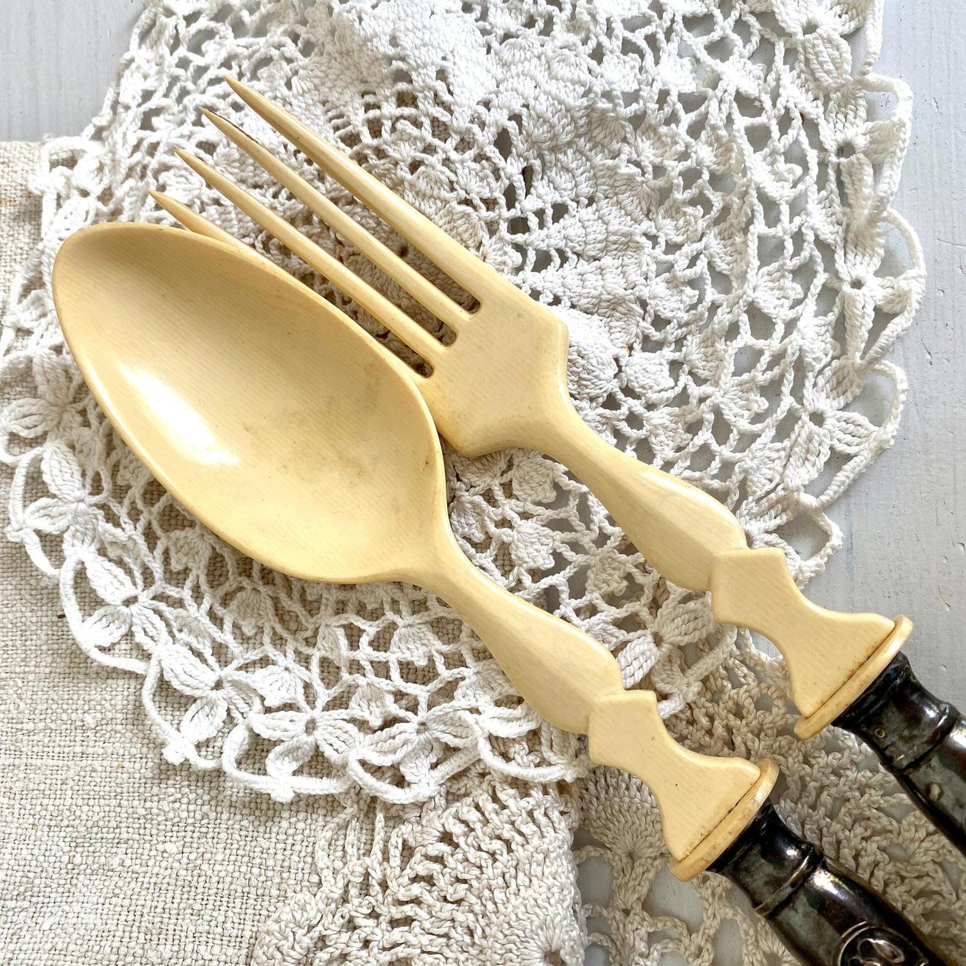 Jugendstil Salatbesteck Antik Silber Griffe