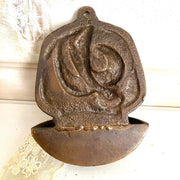 Mid century bronze holy water font holy spirit dove, 70s-Sweet Antik