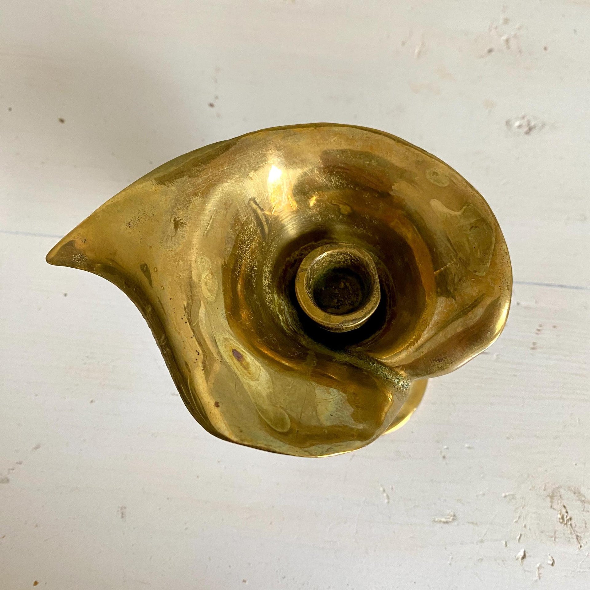Mid-century candle holder cast brass calla lily flower-Sweet Antik
