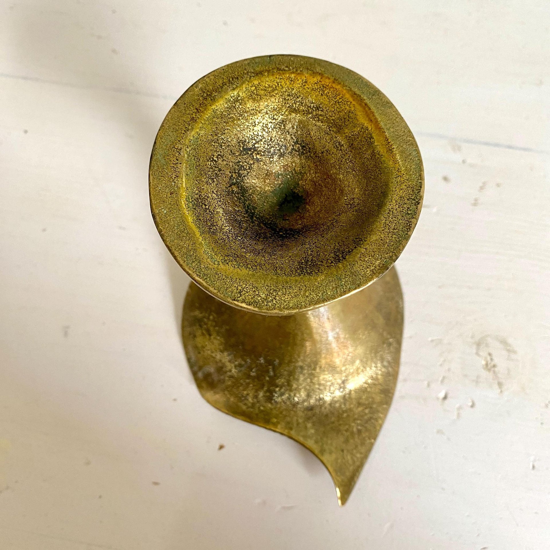 Mid-century candle holder cast brass calla lily flower-Sweet Antik