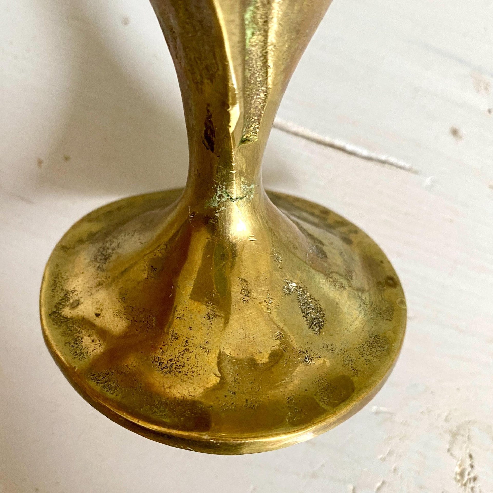 Mid-century candle holder cast brass calla lily flower-Sweet Antik