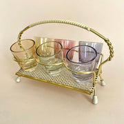 Mid century harlequin shot glass set with rack Mategot style 1950s-Sweet Antik