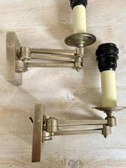 Mid century pair sconces swing arm wall lamps, 1960s-Sweet Antik