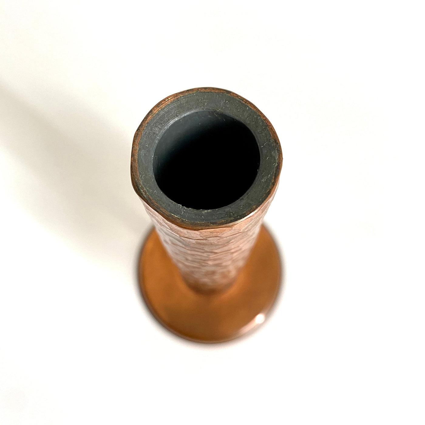 Mid-century stem vase hammered copper, 1960s-Sweet Antik