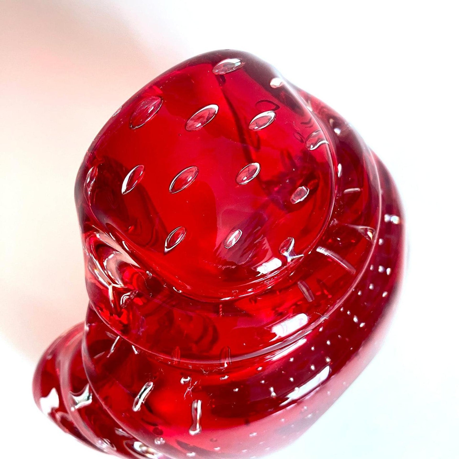 Murano Aschenbecher Bullicante Glas Rot, 60er Jahre