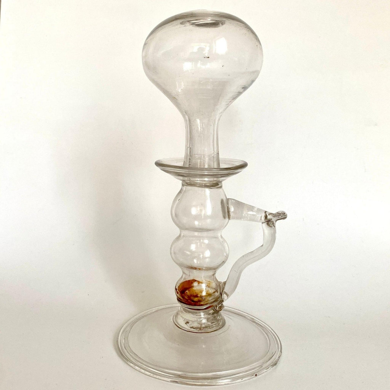 Öllampe Antik Glas mundgeblasen Abrissglas, Italien 19. Jh.