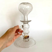 Öllampe Antik Glas mundgeblasen Abrissglas, Italien 19. Jh.