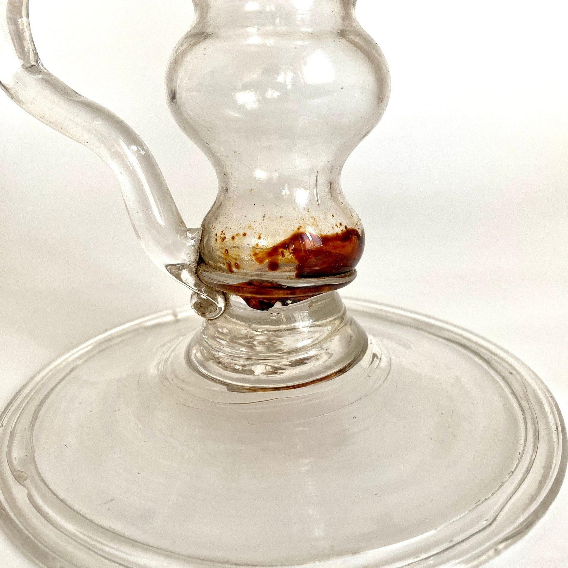 Öllampe Antik Glas mundgeblasen Abrissglas, Italien 19. Jh.