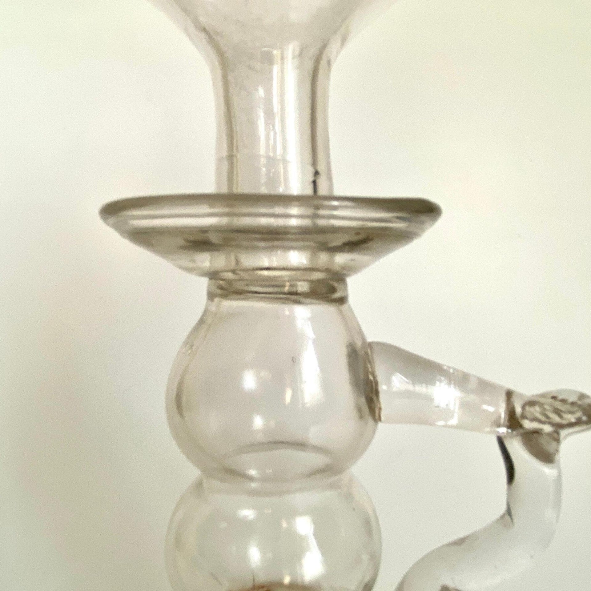 Öllampe Antik Glas mundgeblasen Abrissglas, Italien 19. Jh.