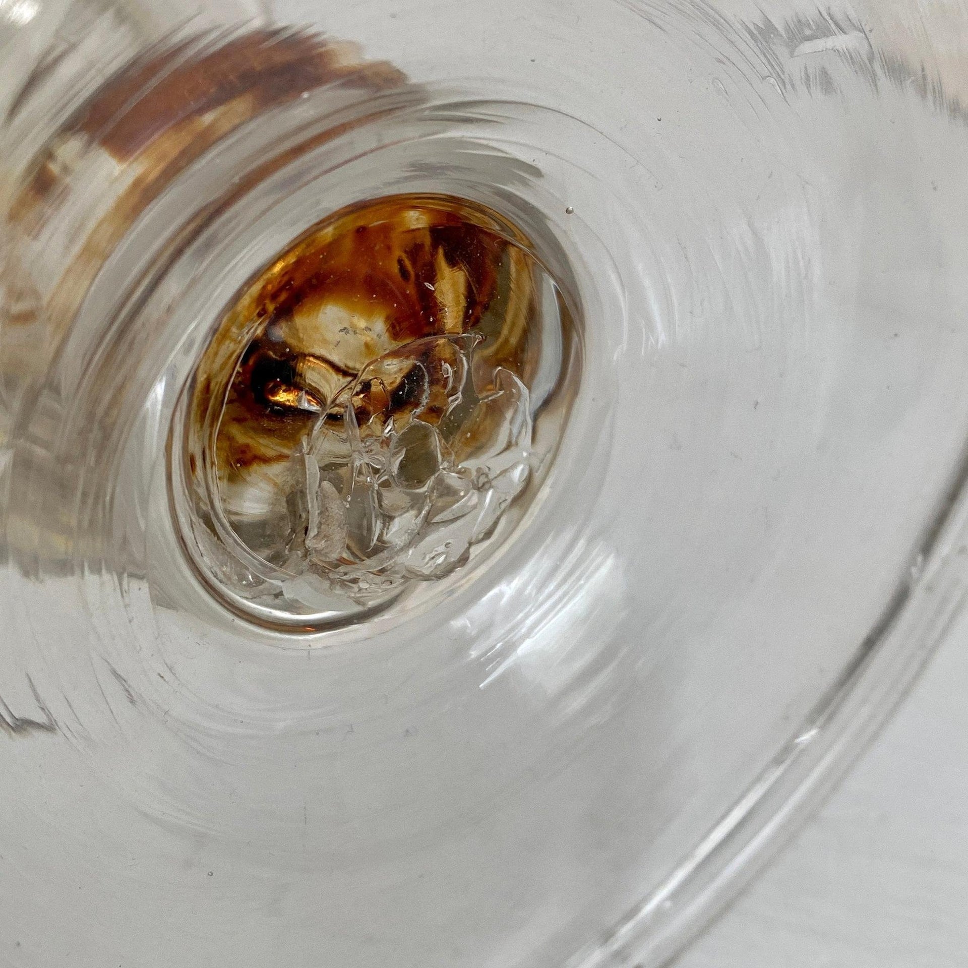 Öllampe Antik Glas mundgeblasen Abrissglas, Italien 19. Jh.