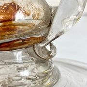 Öllampe Antik Glas mundgeblasen Abrissglas, Italien 19. Jh.