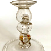 Öllampe Antik Glas mundgeblasen Abrissglas, Italien 19. Jh.