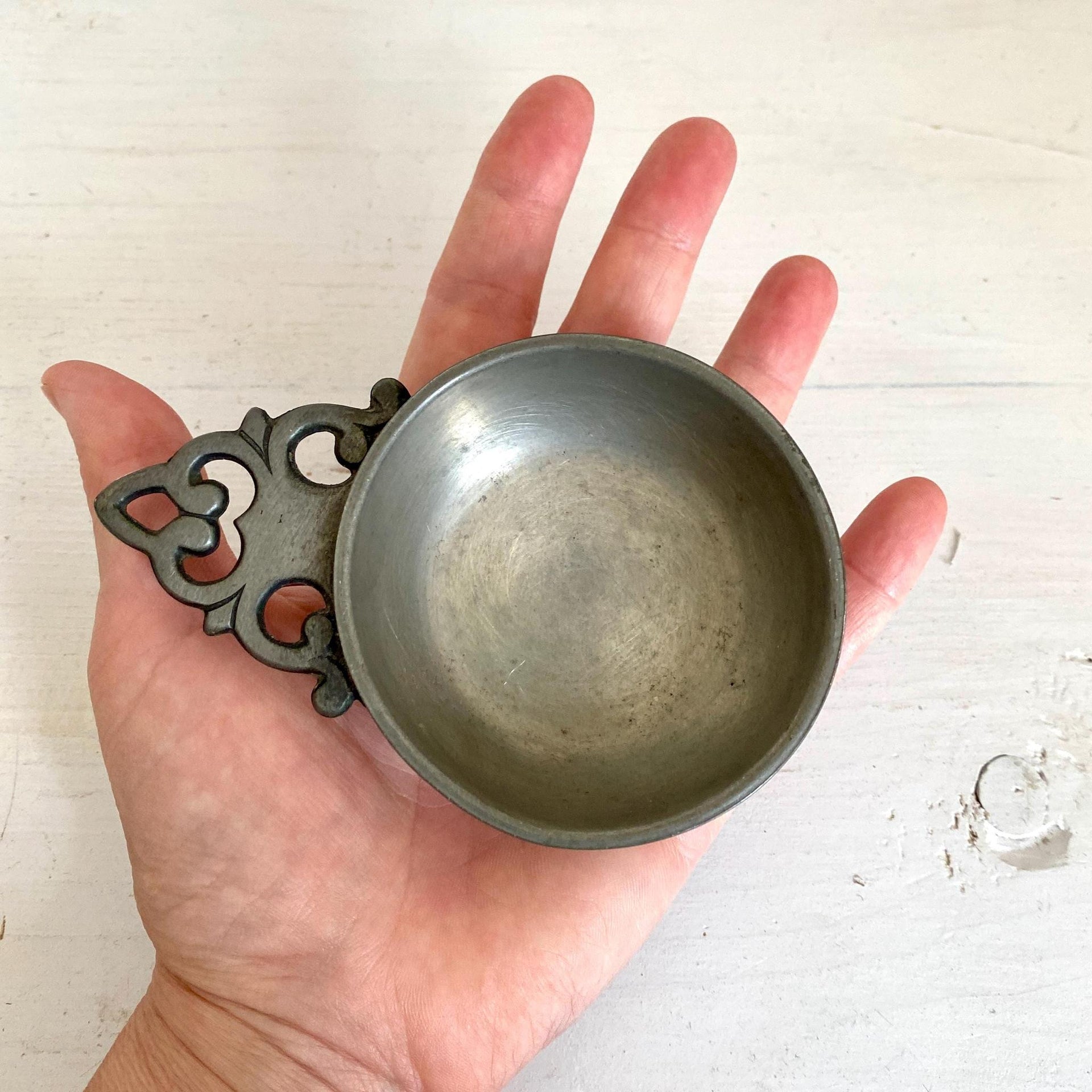 Tastevin Zinn Probierschale Weinprobe für Sommellier Vintage 50er