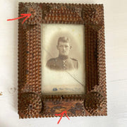 Tramp art wooden frames with soldiers photos, 1800s-Sweet Antik