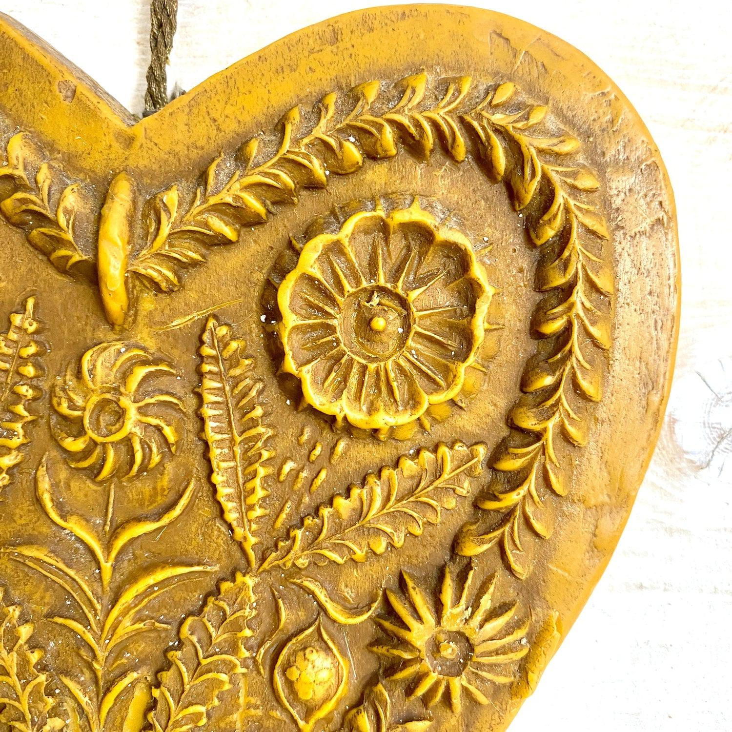 Vintage beeswax heart wall hanging German wax art-Sweet Antik