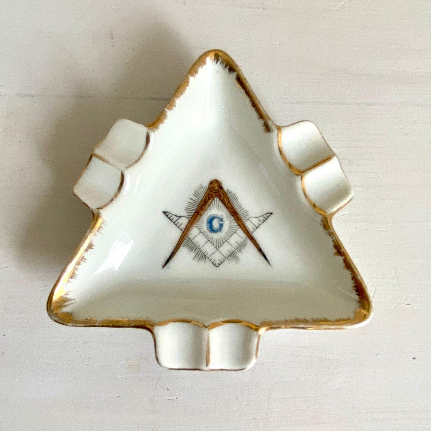 Vintage freemason ashtray hand painted Lefton porcelain 60s-Sweet Antik