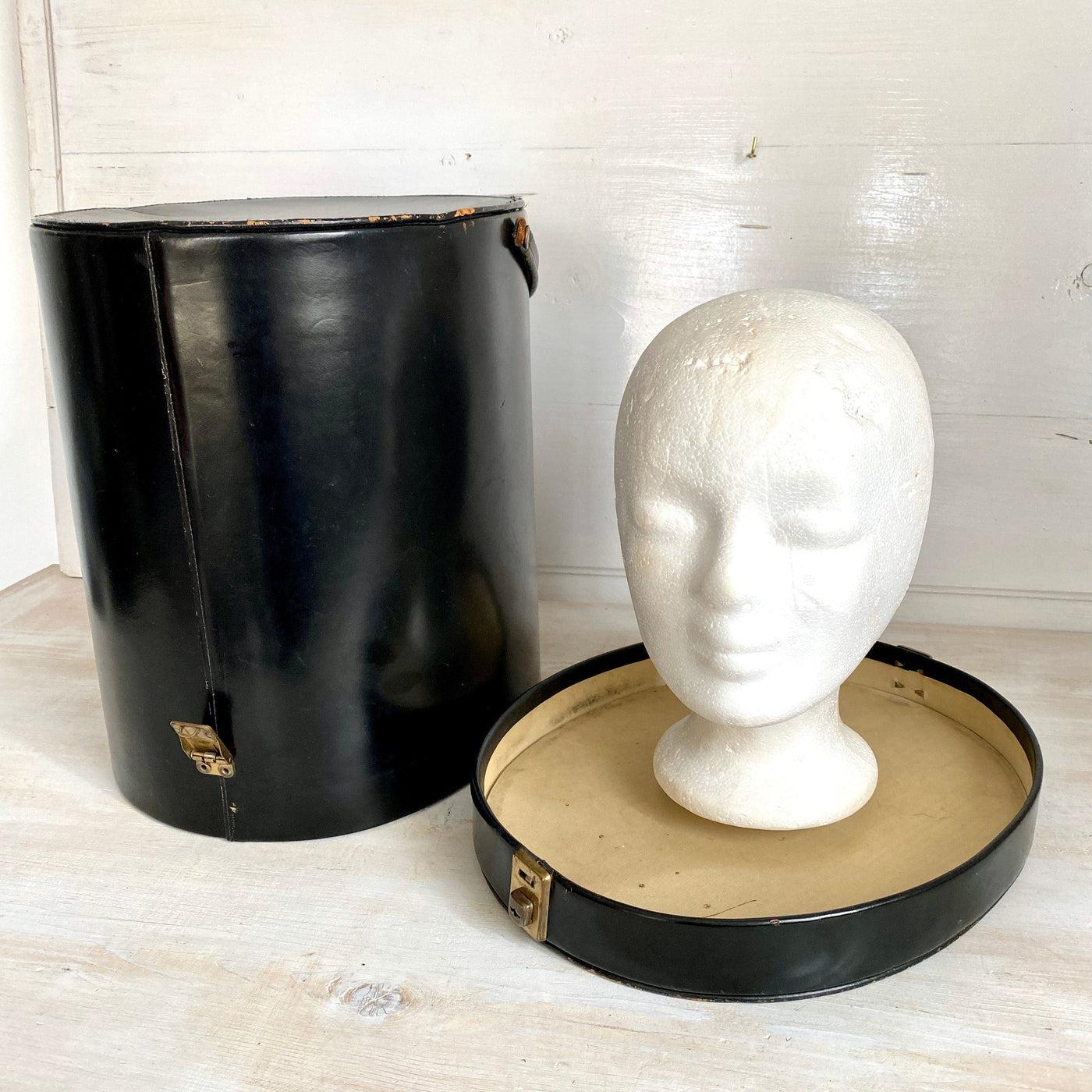 Vintage leather hat box / wig case CHENEY, 1960s-Sweet Antik