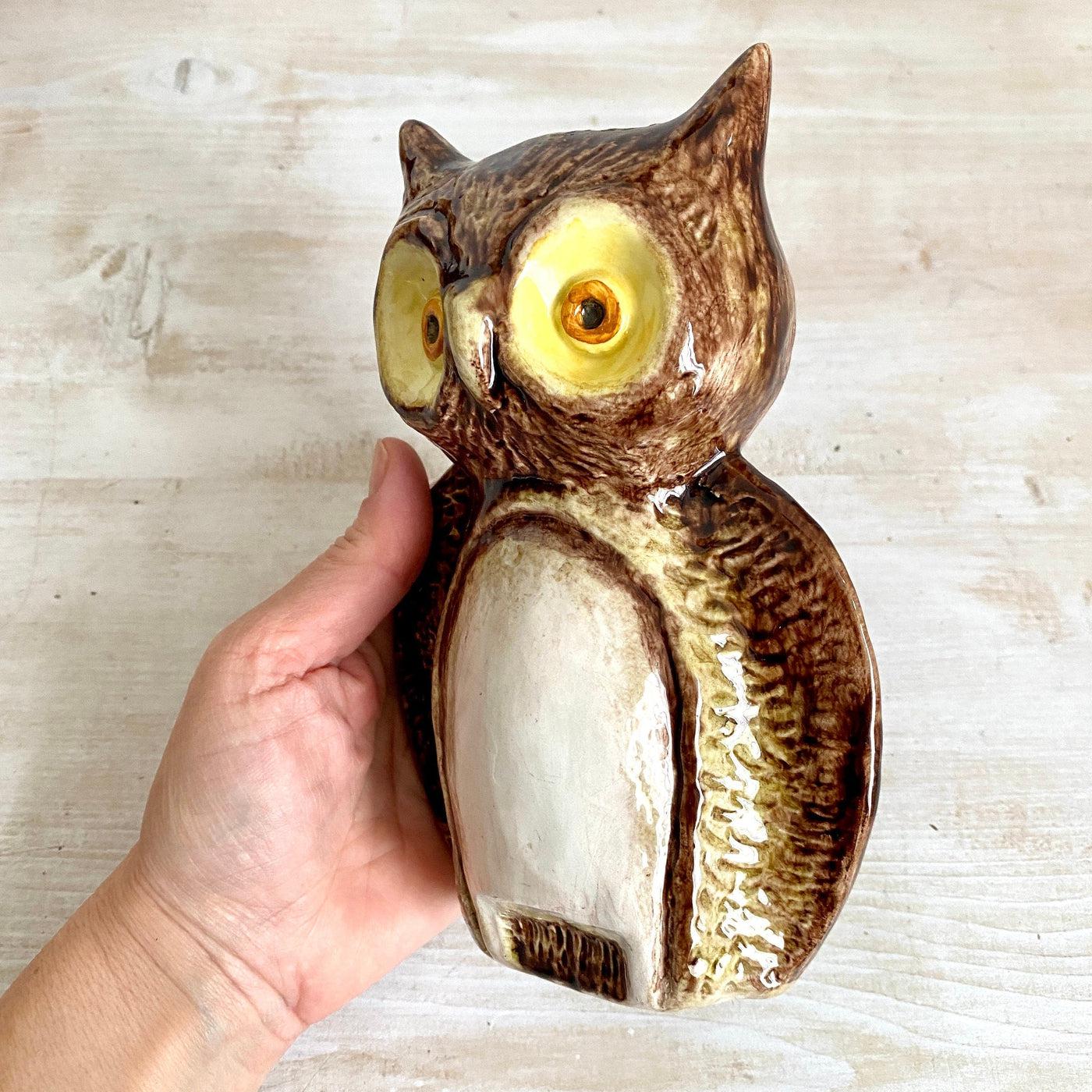 vintage Vintage majolica owl figurine signed "Serenissima" Italy 70s-Sweet Antik