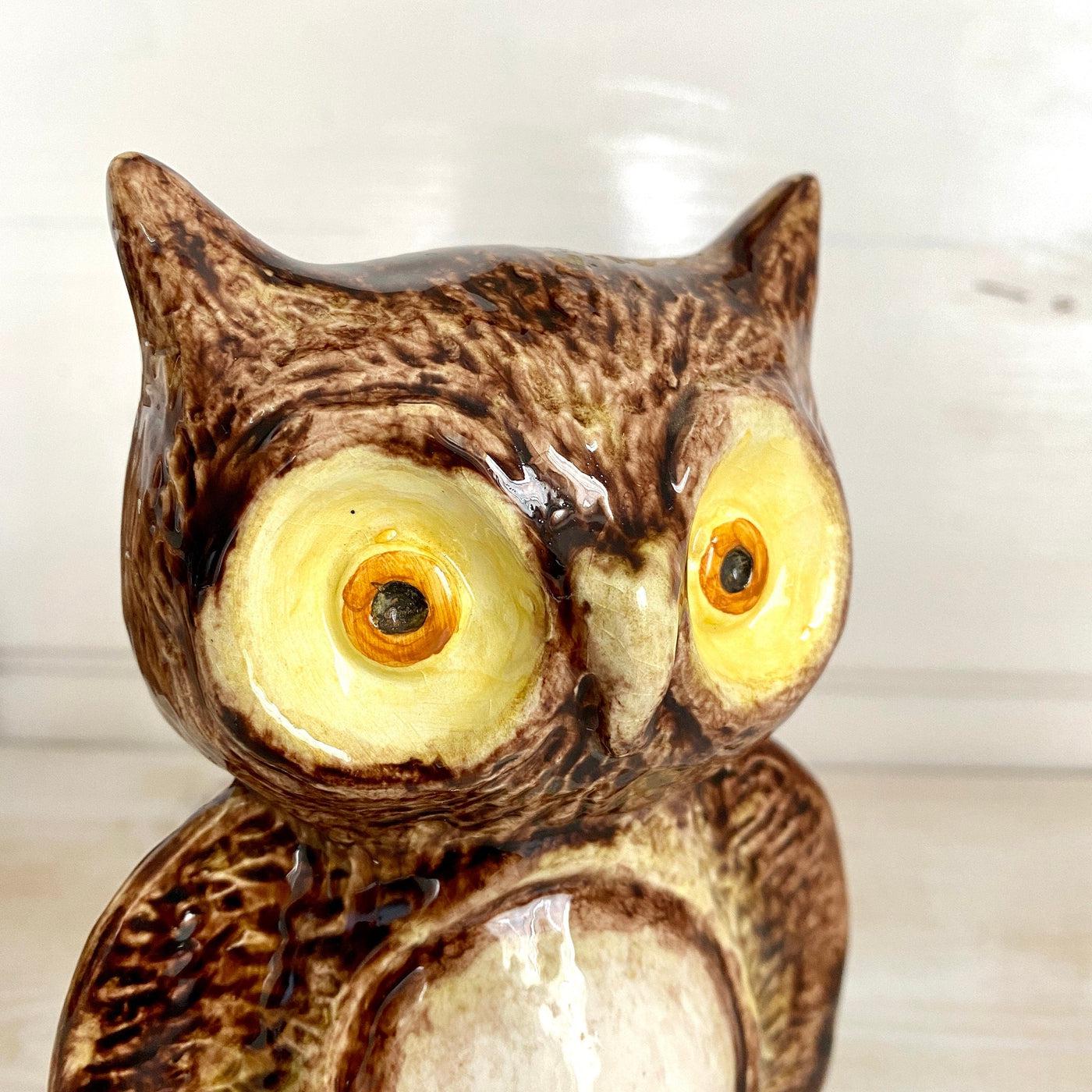 vintage Vintage majolica owl figurine signed "Serenissima" Italy 70s-Sweet Antik