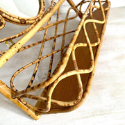 Vintage rattan mirror bamboo shelf 70s boho entryway decor-Sweet Antik