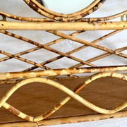 Vintage rattan mirror bamboo shelf 70s boho entryway decor-Sweet Antik