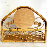 Vintage rattan mirror bamboo shelf 70s boho entryway decor-Sweet Antik