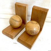 Vintage wooden sphere bookends 60s-Sweet Antik