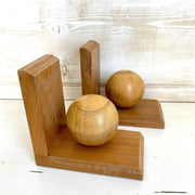 Vintage wooden sphere bookends 60s-Sweet Antik