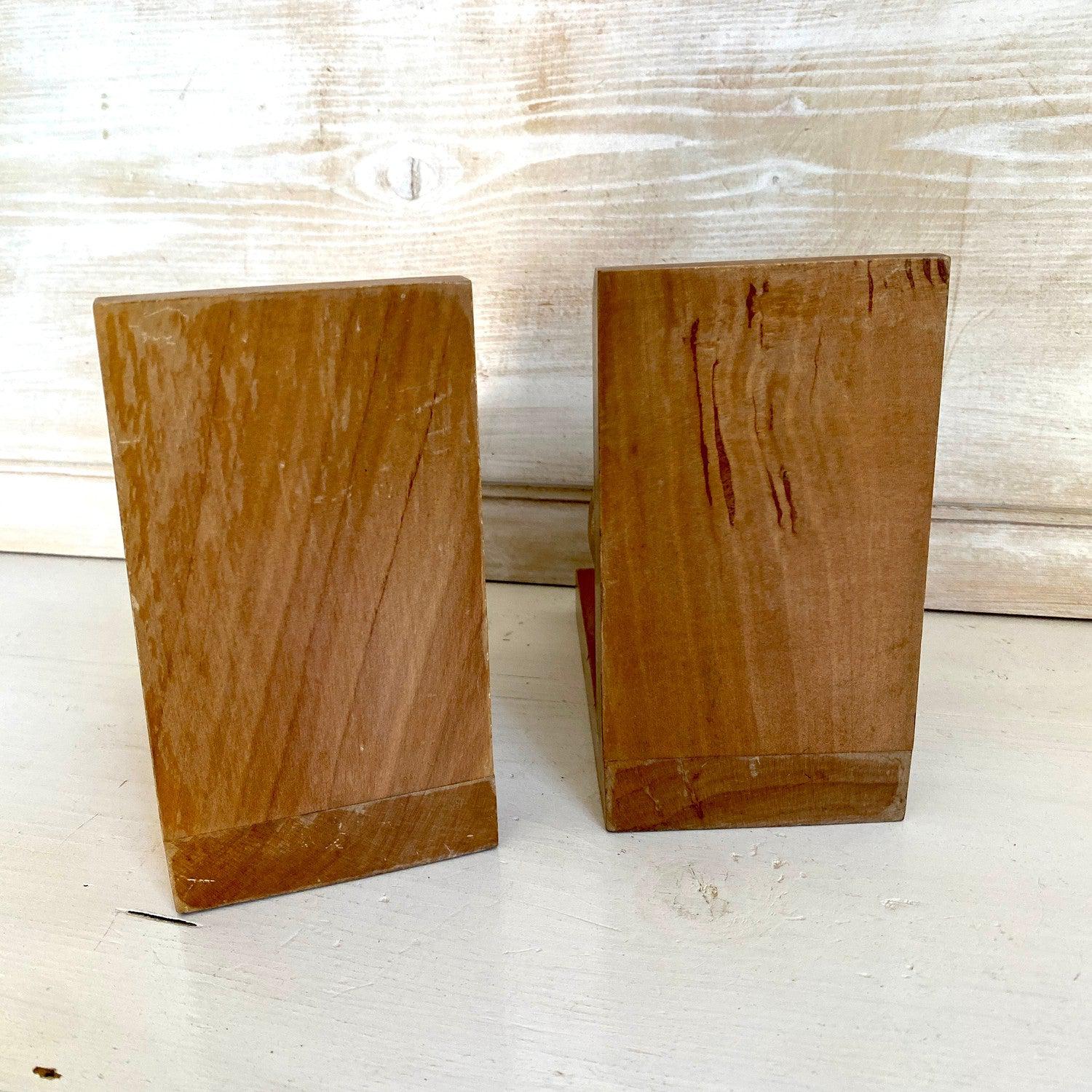 Vintage wooden sphere bookends 60s-Sweet Antik