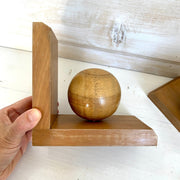 Vintage wooden sphere bookends 60s-Sweet Antik