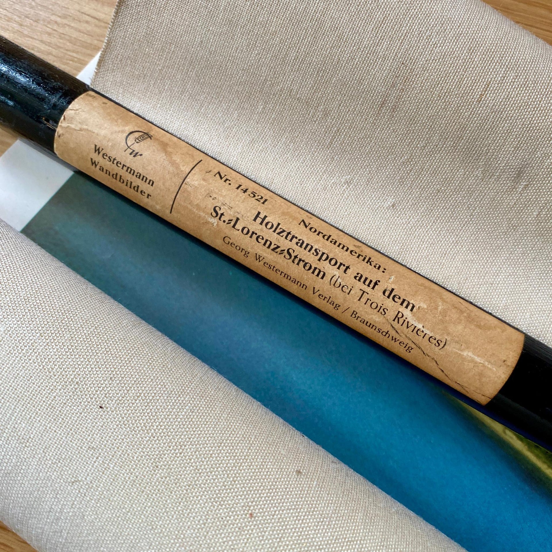 Westermann Schulkarte Wandbilder Holzfloß Kanada Vintage 50er Jahre
