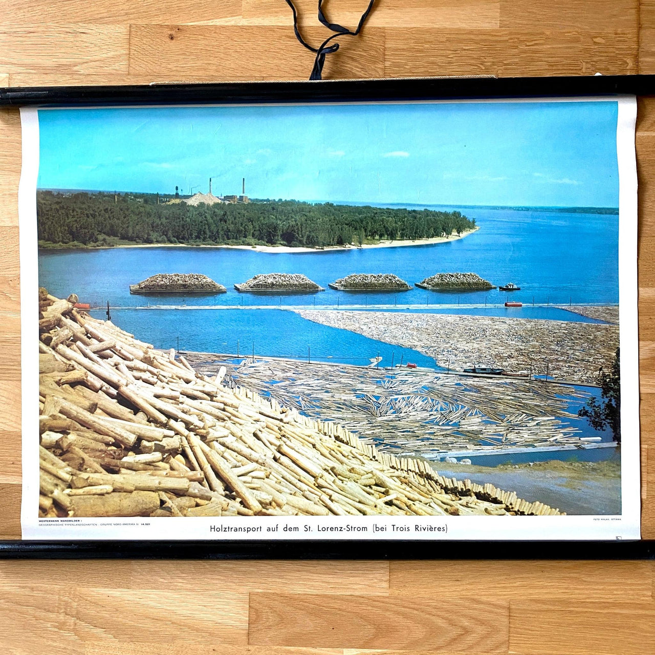 Westermann Schulkarte Wandbilder Holzfloß Kanada Vintage 50er Jahre
