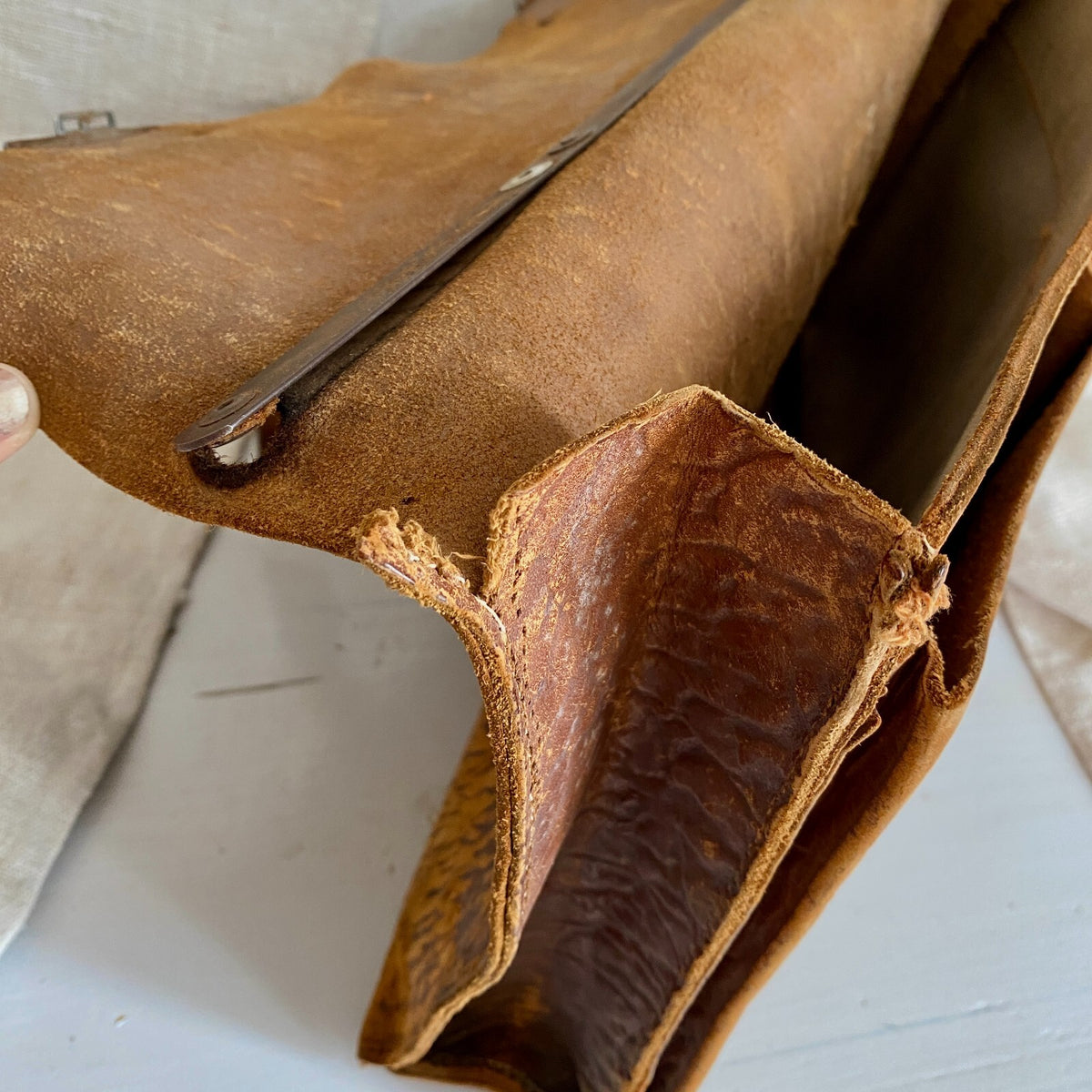 Alte Leder Schultasche um 1930 Schulranzen Aktentasche-SweetAntik