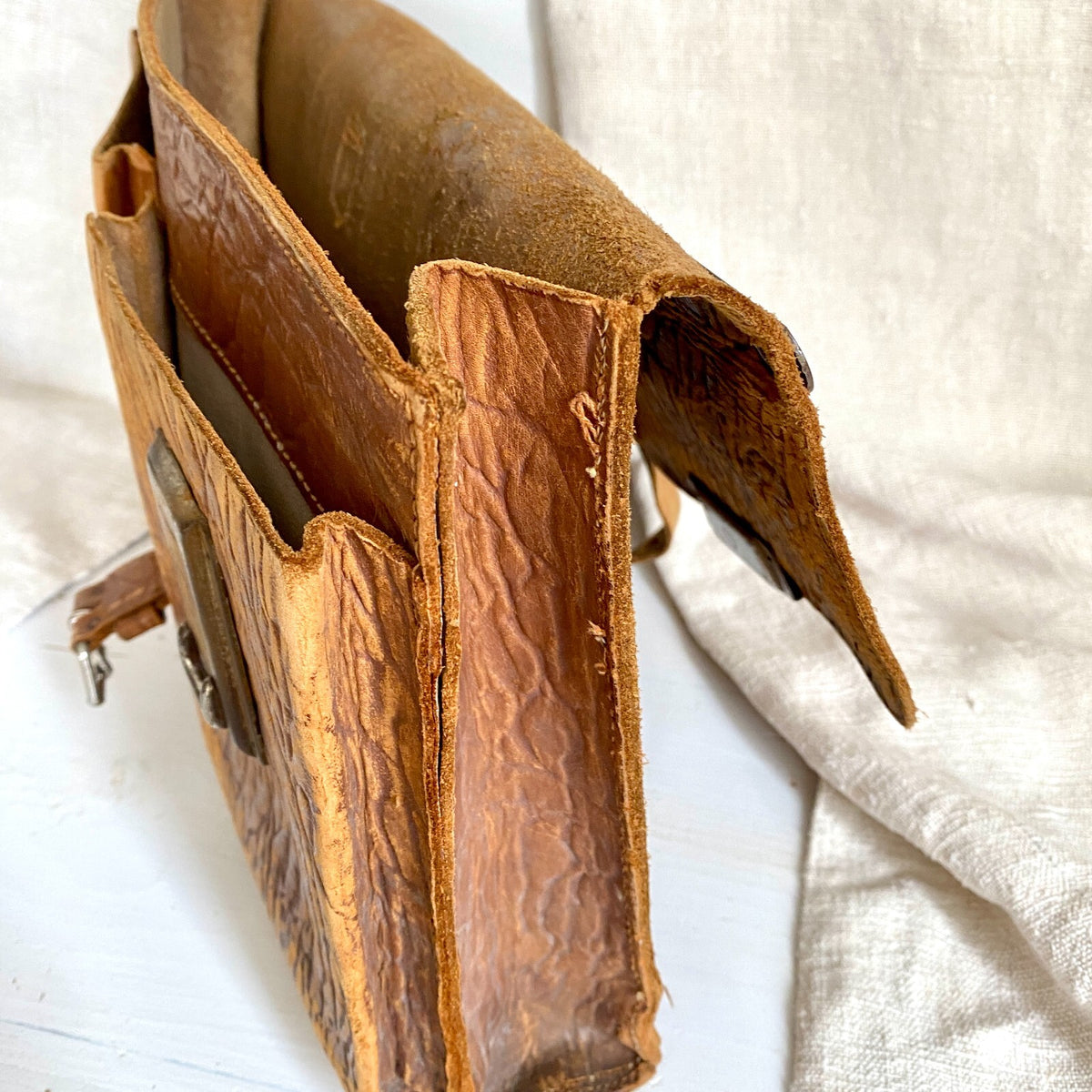 Alte Leder Schultasche um 1930 Schulranzen Aktentasche-SweetAntik