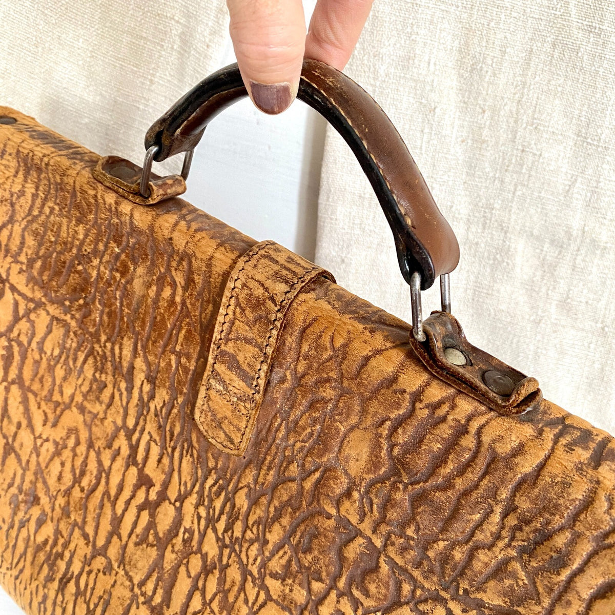 Alte Leder Schultasche um 1930 Schulranzen Aktentasche-SweetAntik
