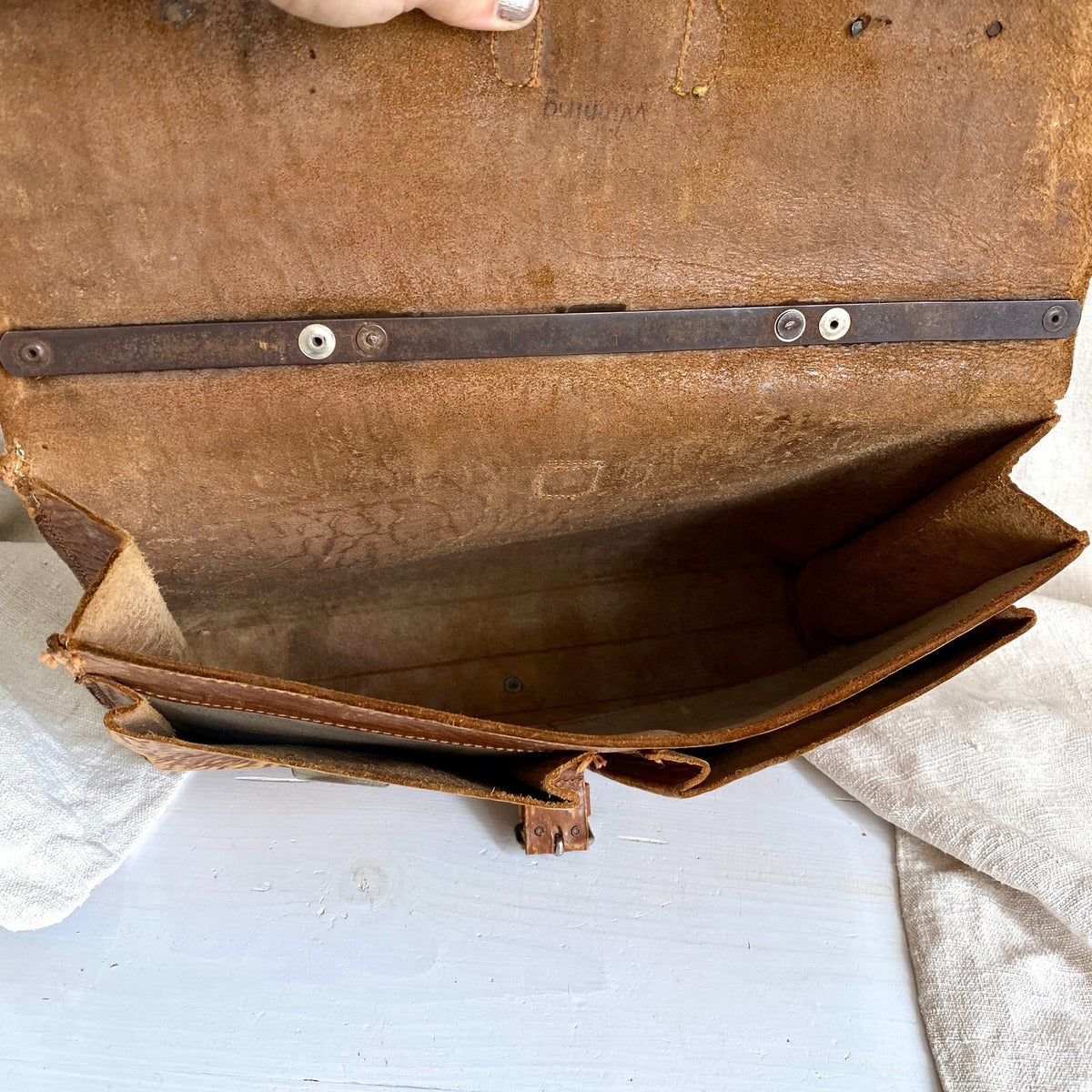 Alte Leder Schultasche um 1930 Schulranzen Aktentasche-SweetAntik