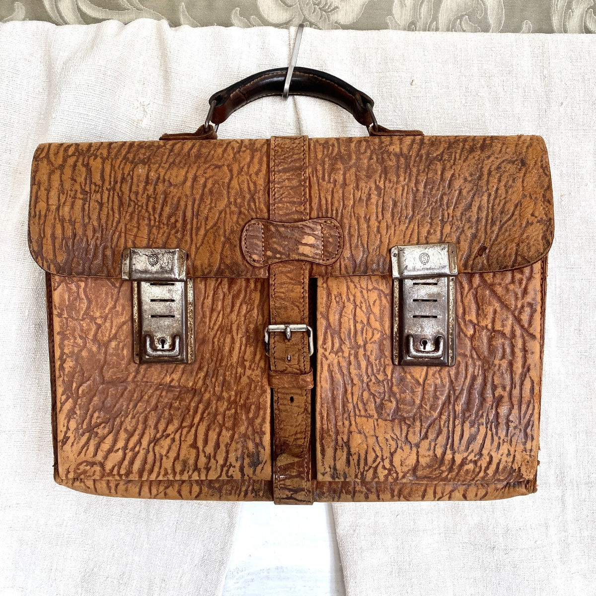 Alte Leder Schultasche um 1930 Schulranzen Aktentasche-SweetAntik