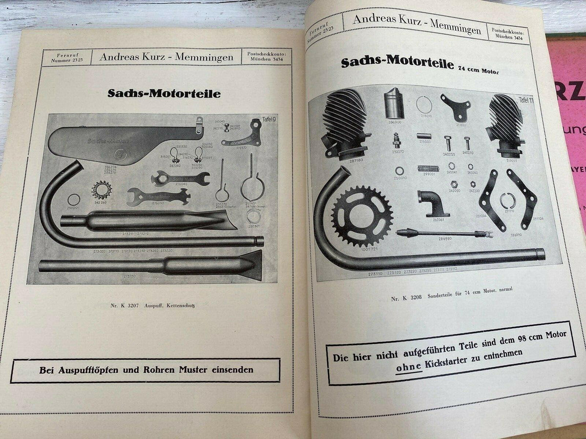 Alter Großhändler Katalog 1938 KFZ Oldtimer KFZ PKW Ersatzteile Auto Motorräder Firma Kurz Memmingen-SweetAntik
