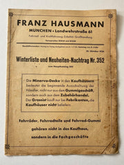 Alter Katalog Autozubehör Oldtimer Fahrräder HAUSMANN MÜNCHEN 1936 n. 352-SweetAntik