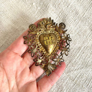 Antique Italian Ex Voto silverplate sacred heart cherub angels | 0884-vintage-Ex Voto-Sweet Antik