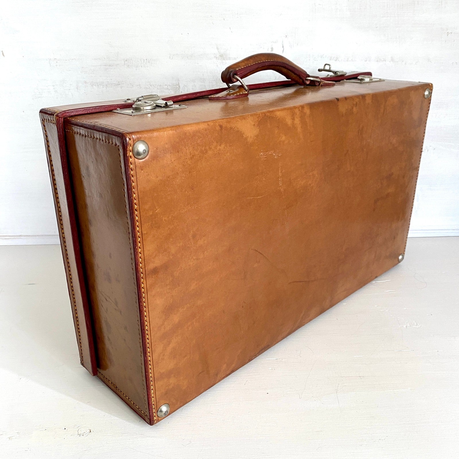 Antique leather suitcase, 1930s-Sweet Antik