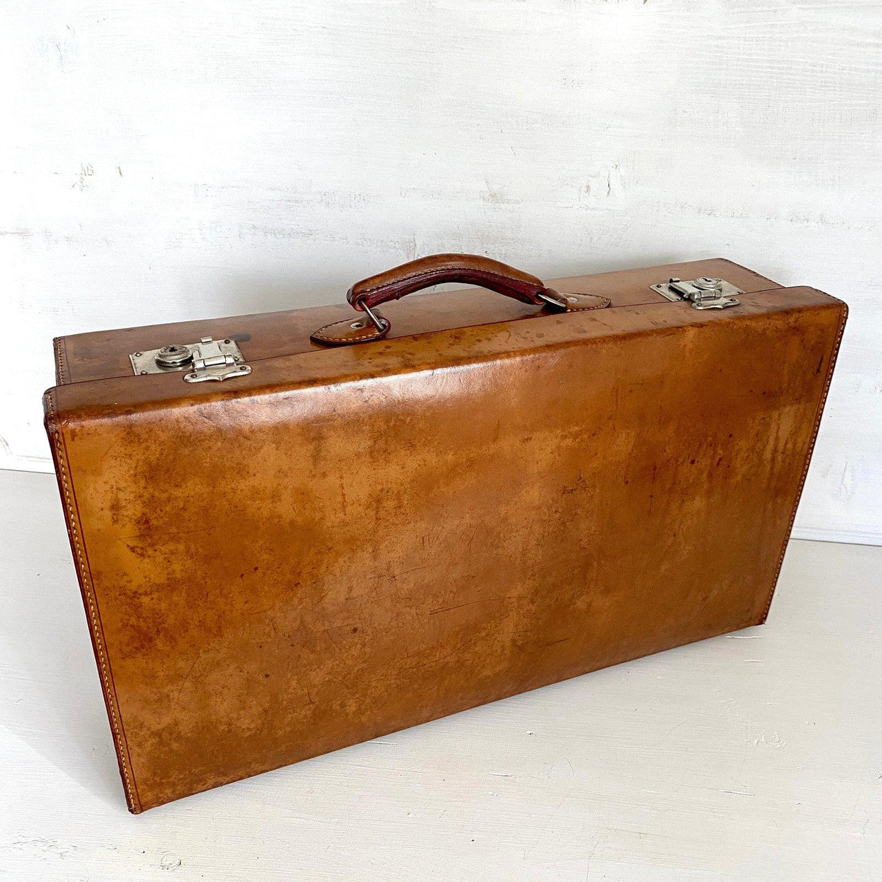 Antique leather suitcase, 1930s-Sweet Antik